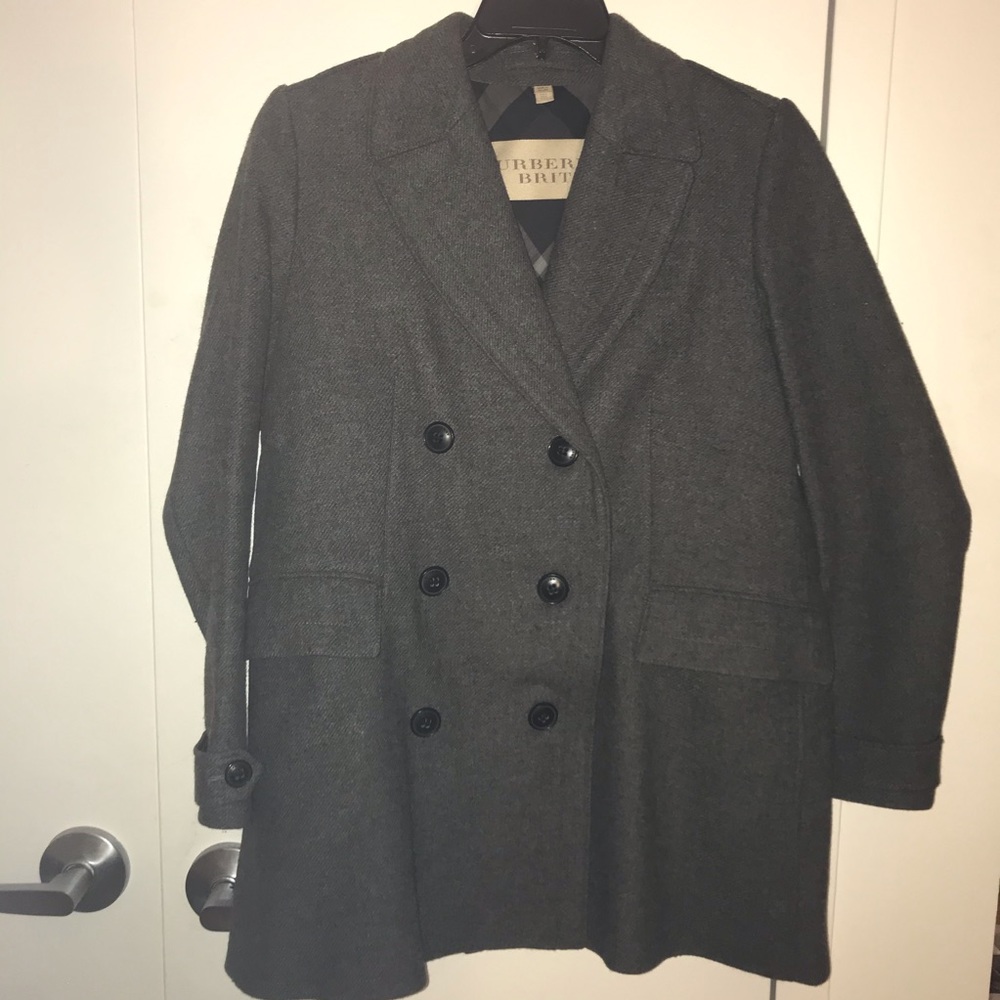 Burberry Britt Grey Mid Lange Wool Coat
